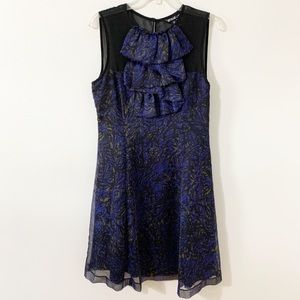 Kensie Ruffled Front Dress Partially Sheer Top